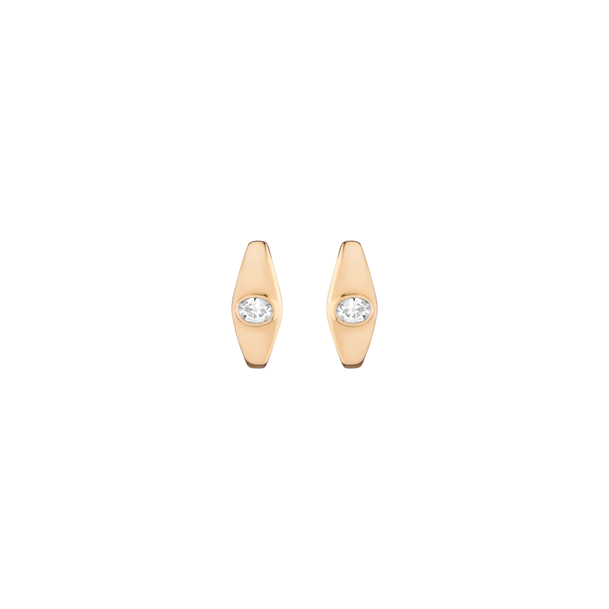 Chunky Lab Grown Diamond Oval Huggie Earrings 14k Yellow Gold First