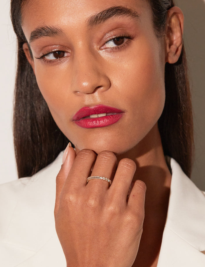 Woman wearing a diamond ring