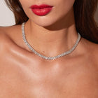Lab Grown White Sapphire Double Row Tennis Necklace