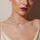 Lab Grown White Sapphire Wave Tennis Necklace