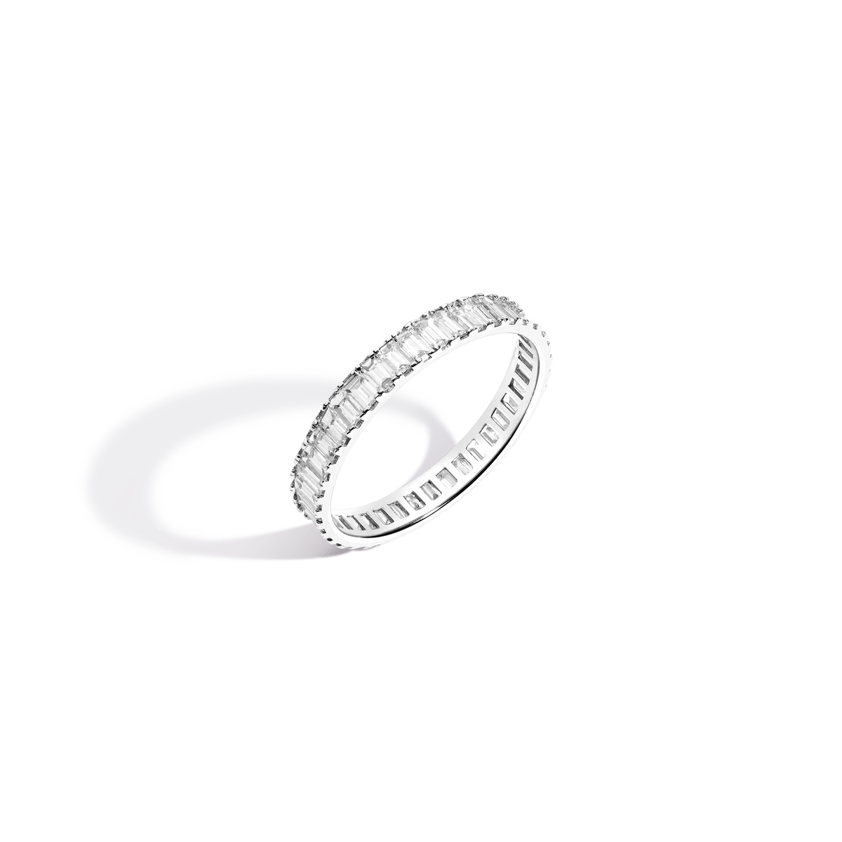 Lab Grown Bold Diamond Baguette Ring 14k White Gold First