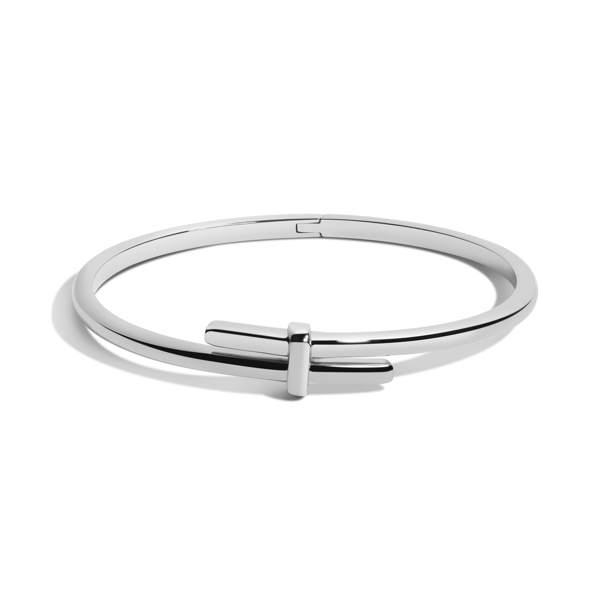 Crossover Hinged Bracelet Stainless Steel White Gold 7in First