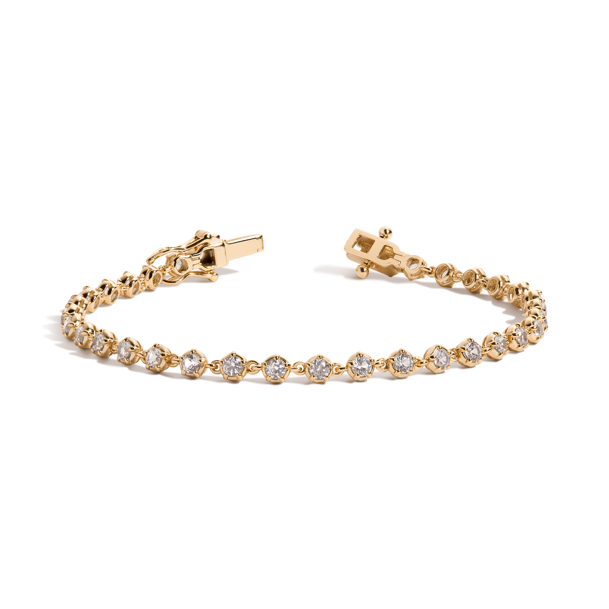 Lab Grown White Sapphire Georgian Tennis Bracelet Vermeil Yellow Gold 6in 6.5in 7in 7.5in First