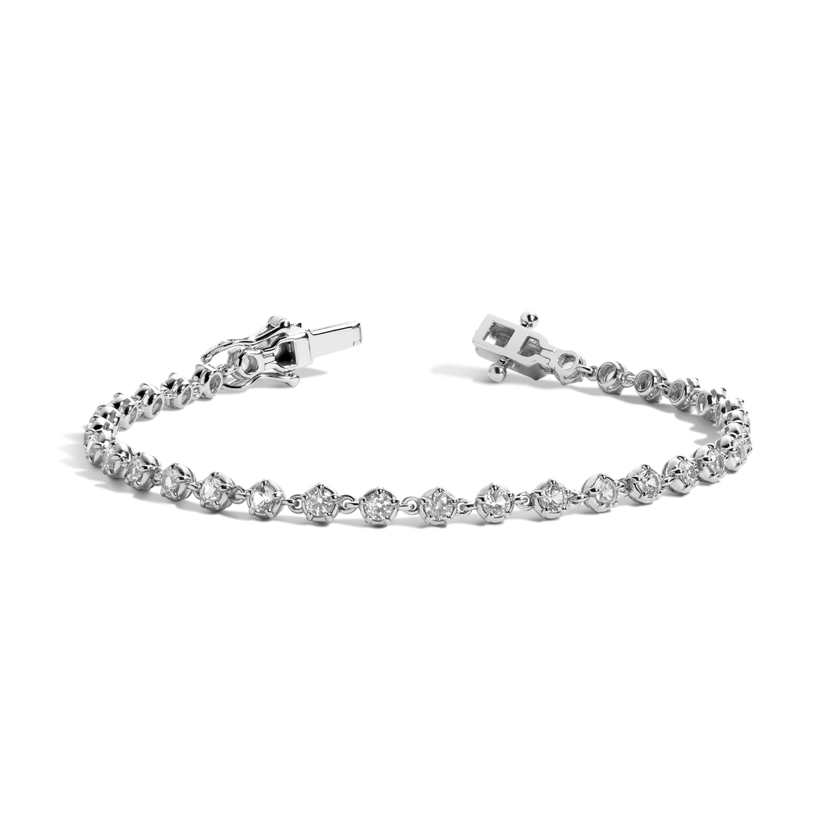 Lab Grown White Sapphire Georgian Tennis Bracelet Vermeil White Gold 6in 6.5in 7in 7.5in First