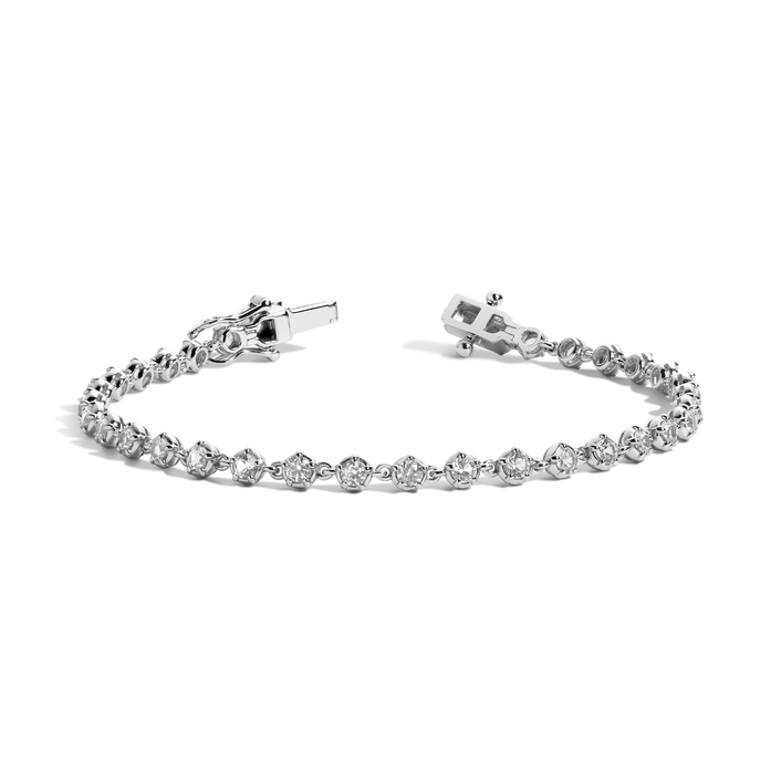 Lab Grown White Sapphire Georgian Tennis Bracelet Vermeil White Gold 6in 6.5in 7in 7.5in First