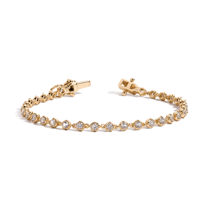 Lab Grown Diamond Georgian Tennis Bracelet 14k Yellow Gold 16in First