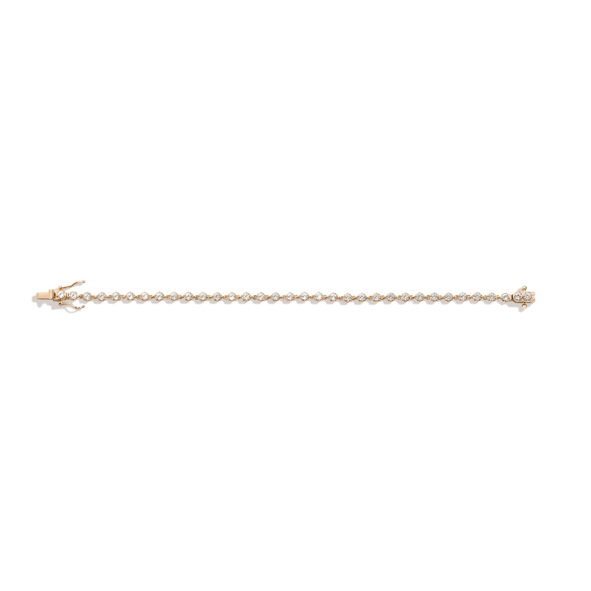 Lab Grown White Sapphire Georgian Tennis Bracelet Vermeil Yellow Gold 6in 6.5in 7in 7.5in