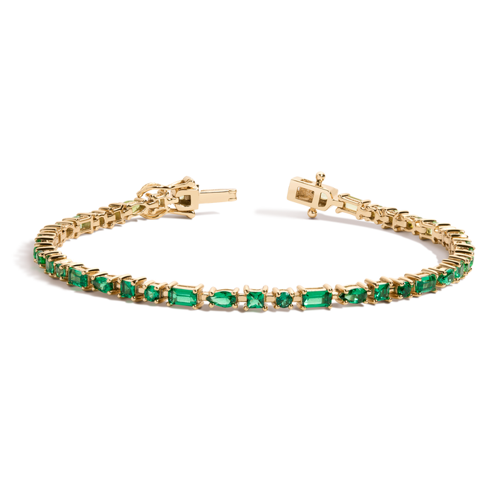 Green Ombré Mosaic Tennis Bracelet Vermeil Yellow Gold 6in 6.5in 7in 7.5in First