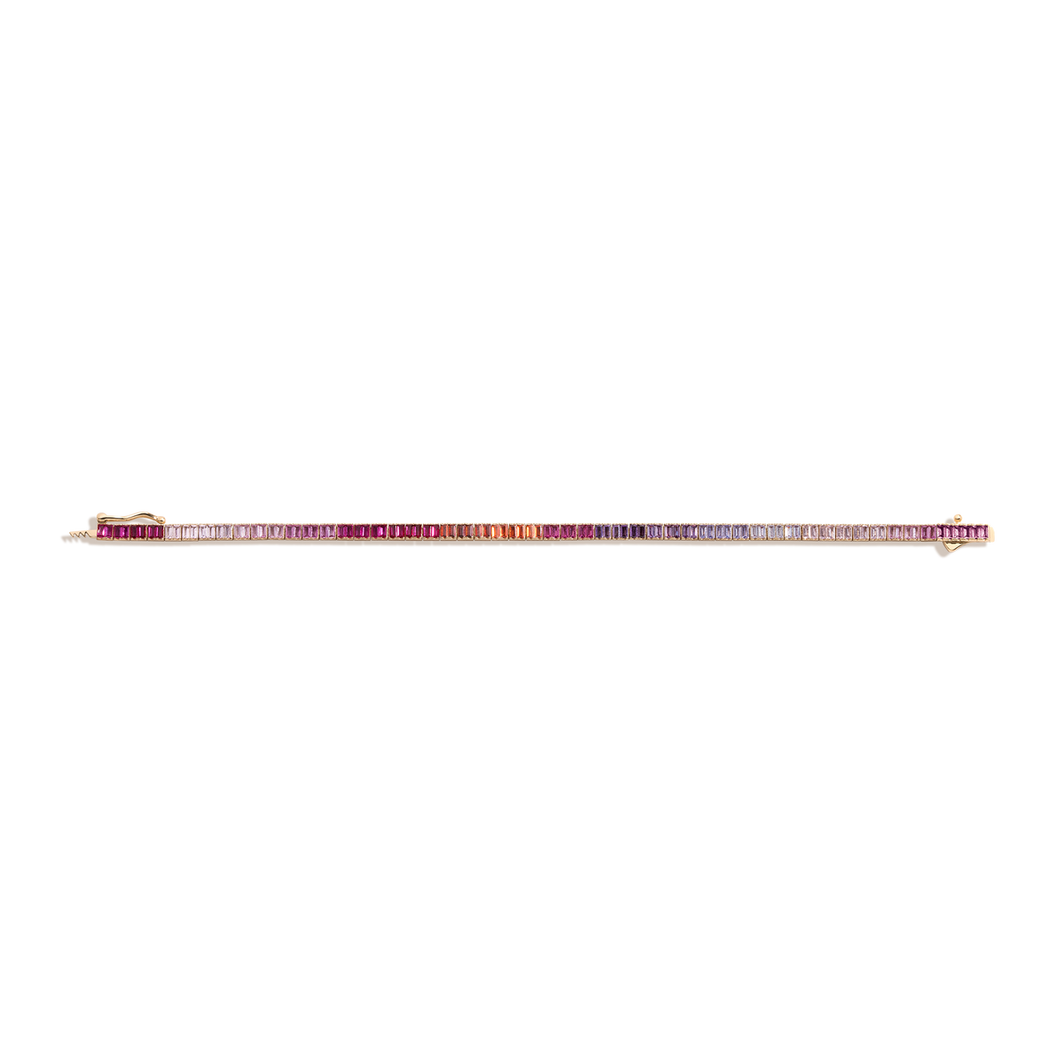 Pink Ombré Baguette Tennis Bracelet Vermeil Yellow Gold 6in 6.5in 7in 7.5in