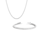 Lab Grown White Sapphire Baguette Tennis Set