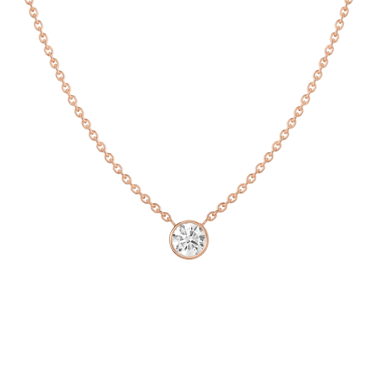 Queen-Sized Diamond Bezel Necklace 14K 18K Rose Gold Lab-grown First