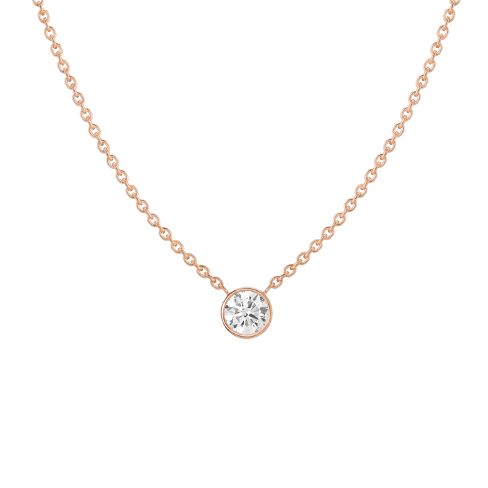 Queen-Sized Diamond Bezel Necklace 14K 18K Rose Gold Lab-grown First