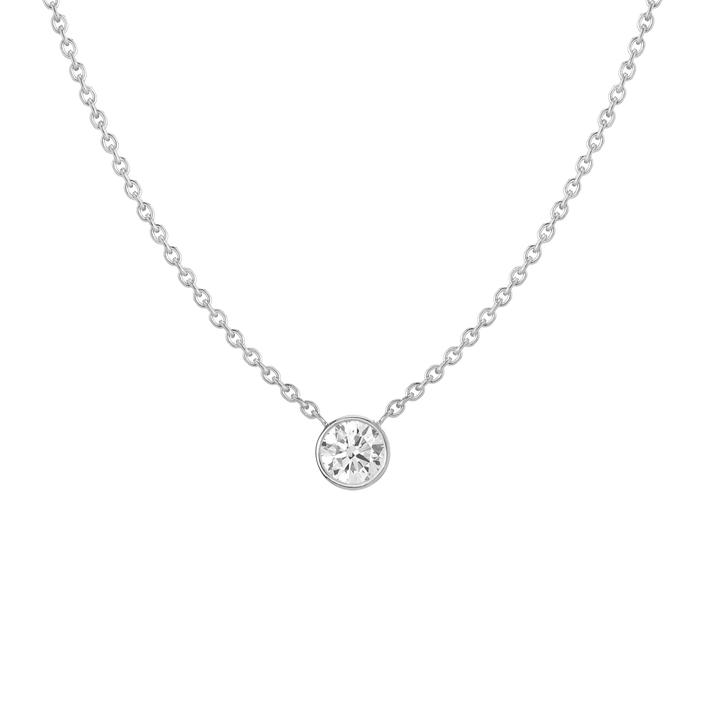Queen-Sized Diamond Bezel Necklace 14K 18K White Gold Lab-grown First