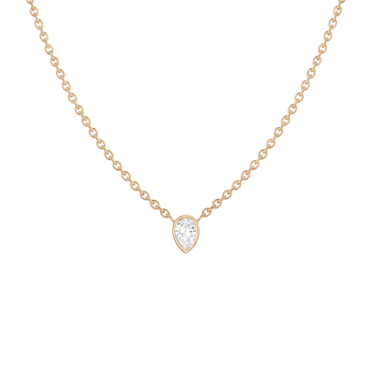 XL Diamond Pear Bezel Necklace 14K 18K Yellow Gold Lab-grown Natural First