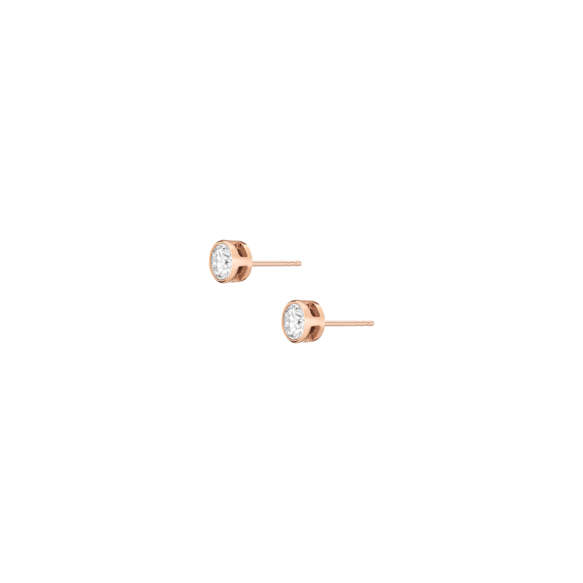 XXL Diamond Bezel Studs 14K 18K Rose Gold Single Pair Lab-grown Natural