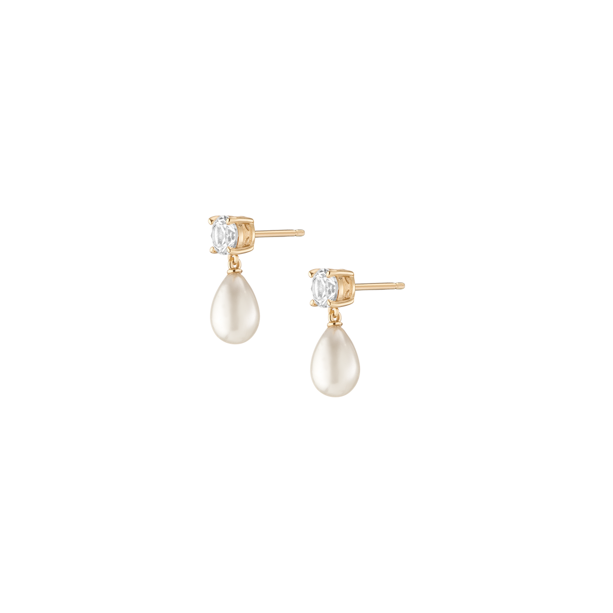 Lab Grown Diamond Pearl Drop Earrings 14k Yellow Gold
