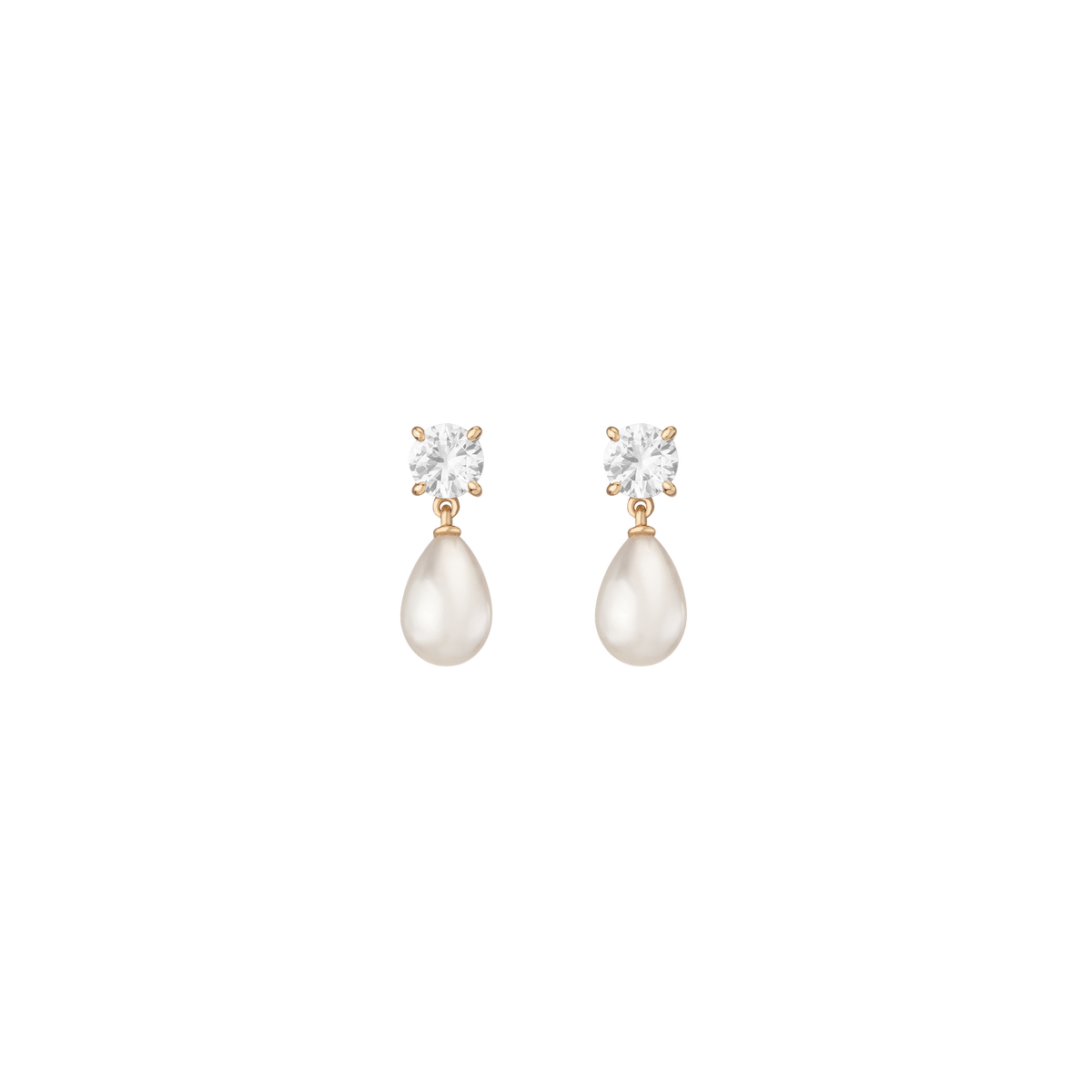 Lab Grown Diamond Pearl Drop Earrings 14k Yellow Gold First