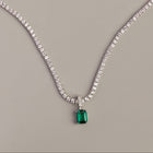 Emerald Cut Tennis Charm Pendant