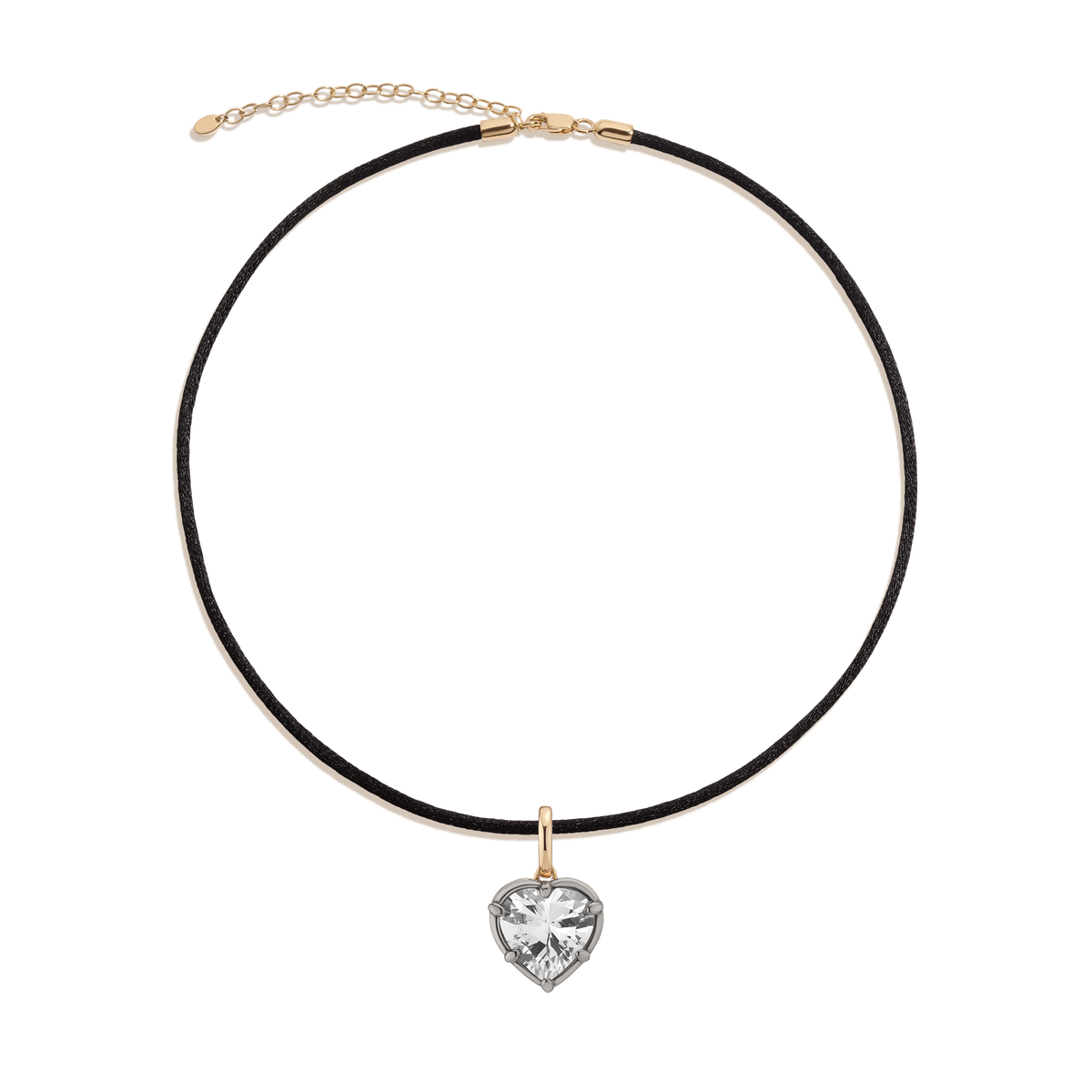 Aurate x Molly Dickson: Georgian Pendant Cord Necklace Vermeil Black Rhodium Heart