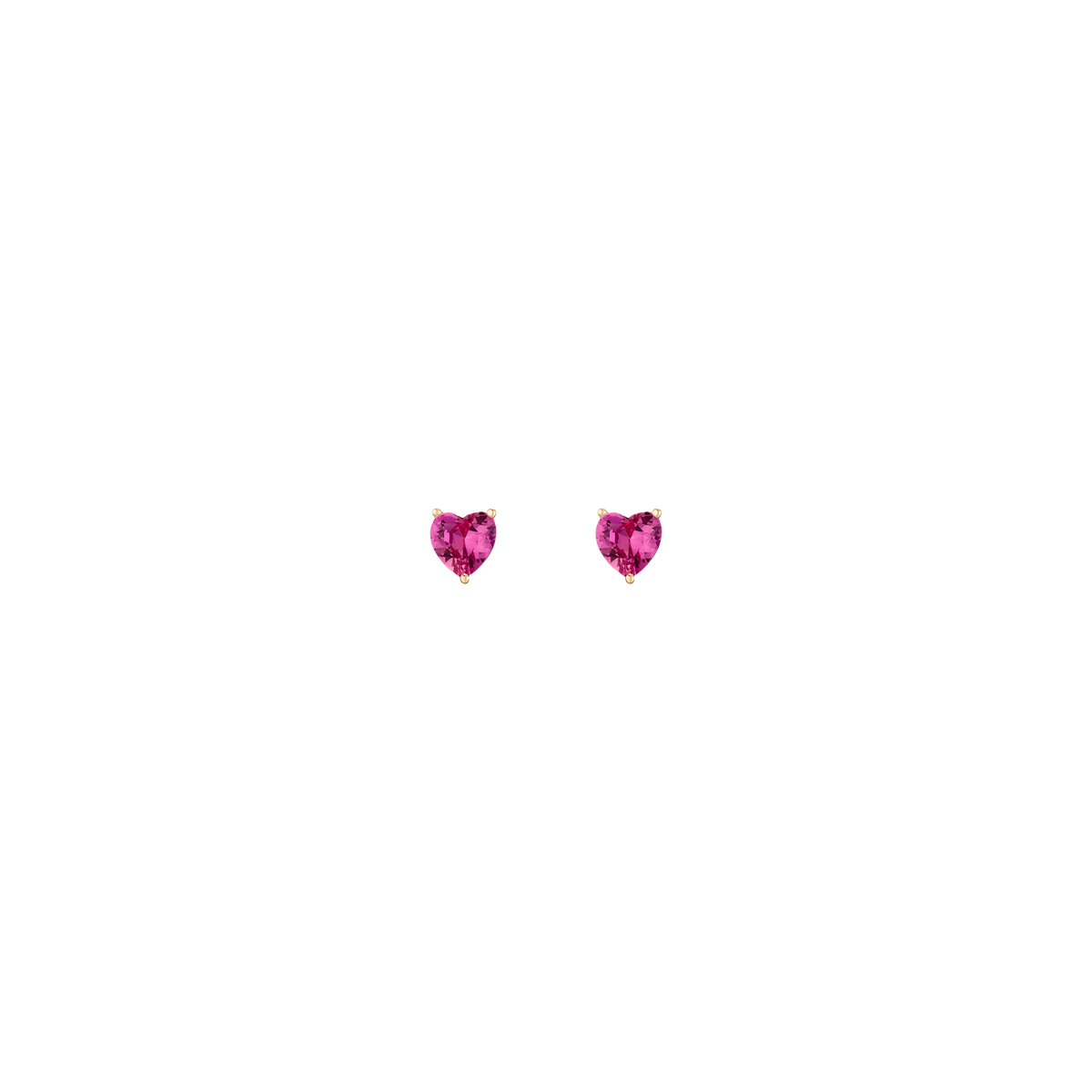 Lab Grown Pink Sapphire Heart Stud Earrings Vermeil Yellow Gold First