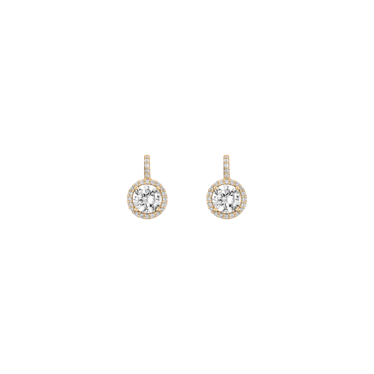 Lab Grown White Sapphire Edwardian Earrings Vermeil Yellow Gold First