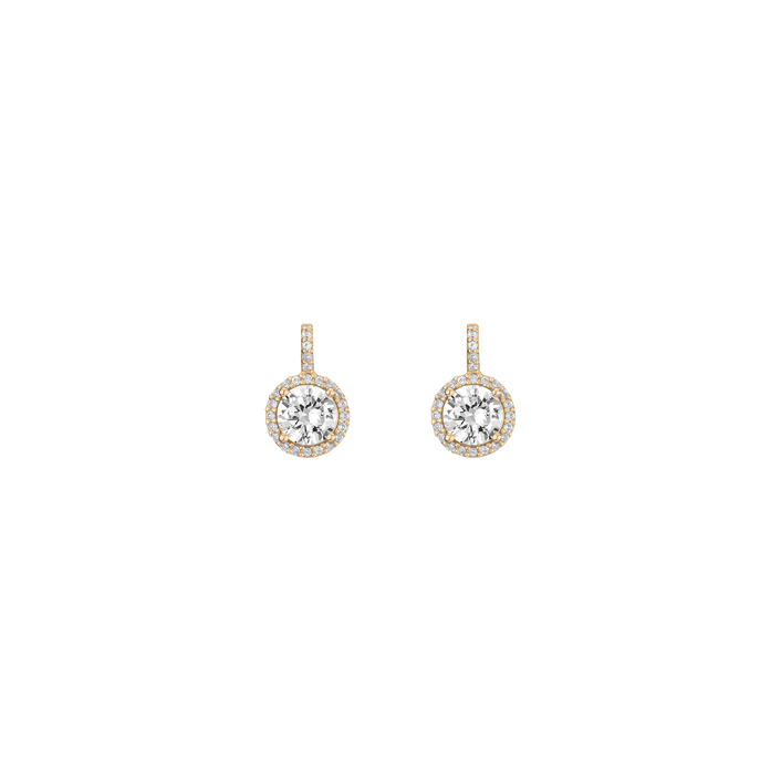 Lab Grown White Sapphire Edwardian Earrings Vermeil Yellow Gold First