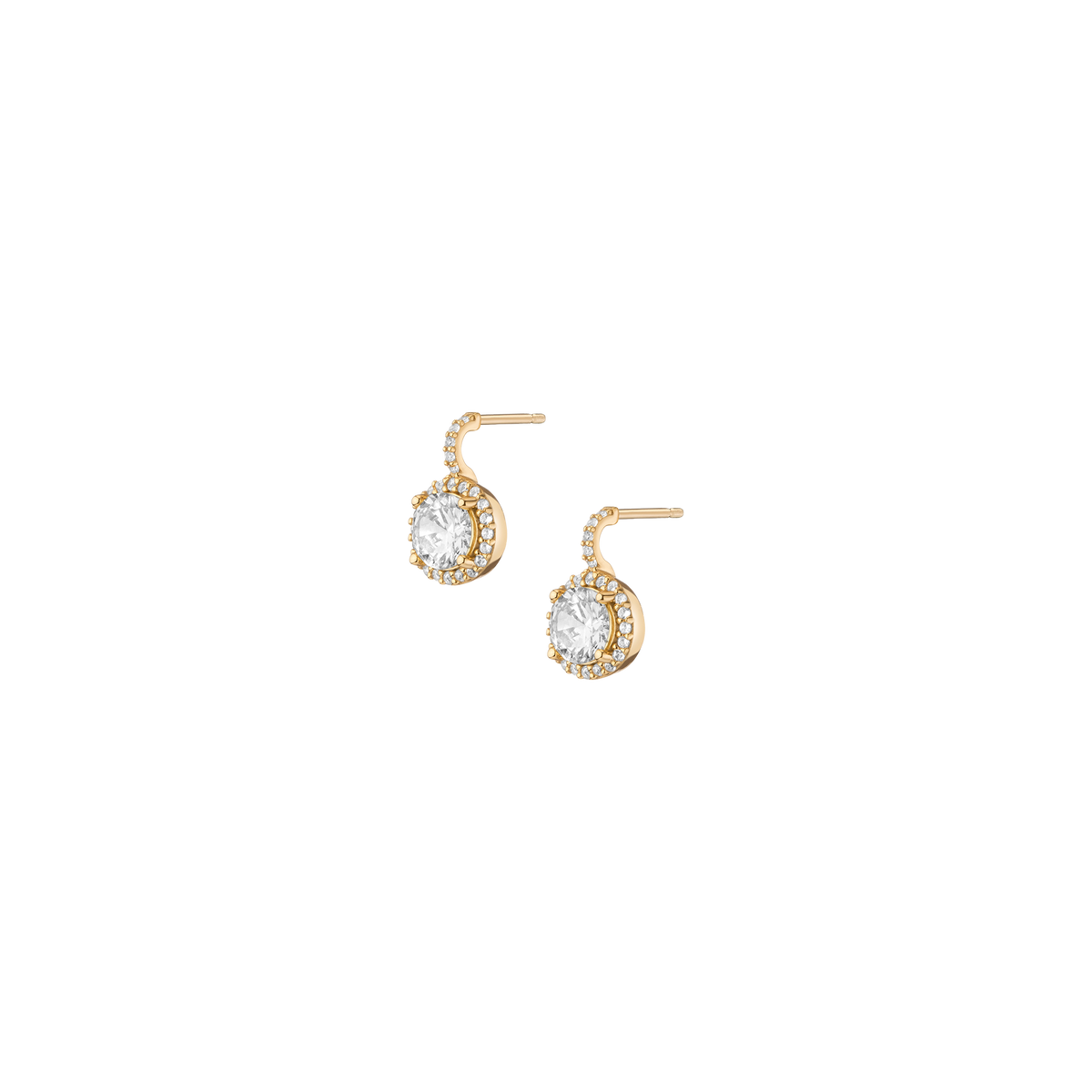 Lab Grown White Sapphire Edwardian Earrings Vermeil Yellow Gold