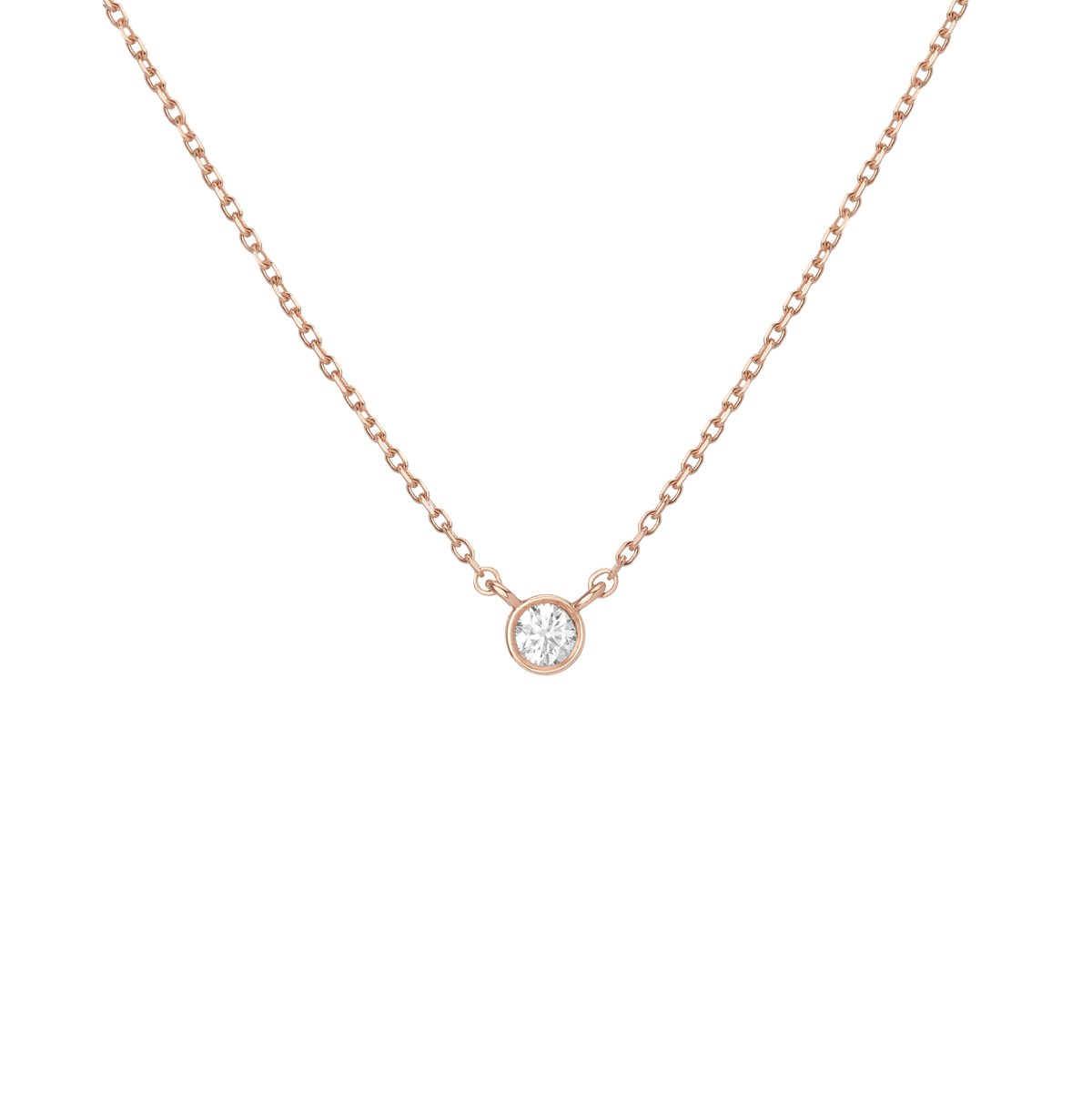 XL Diamond Bezel Necklace Rose Gold 14K 18K First