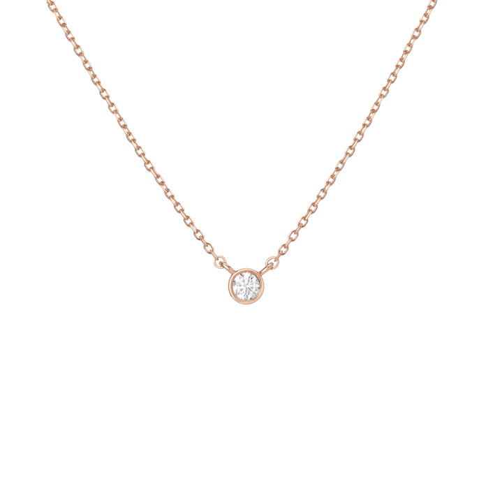 XL Diamond Bezel Necklace Rose Gold 14K 18K First