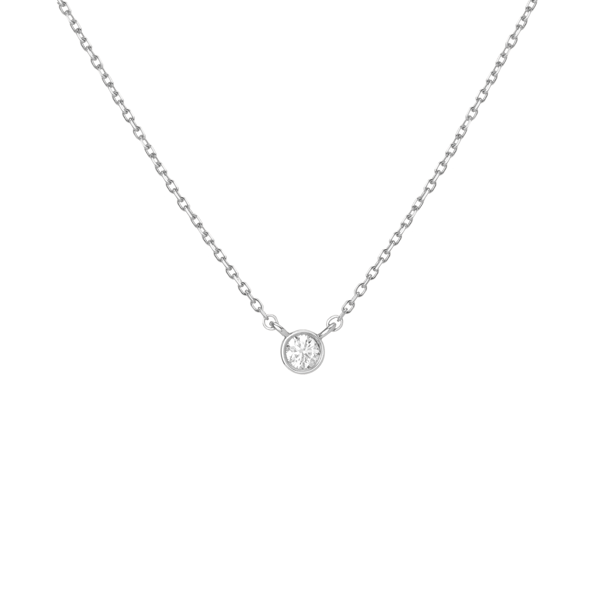 XL Diamond Bezel Necklace White Gold 14K 18K First