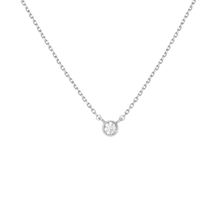 XL Diamond Bezel Necklace White Gold 14K 18K First