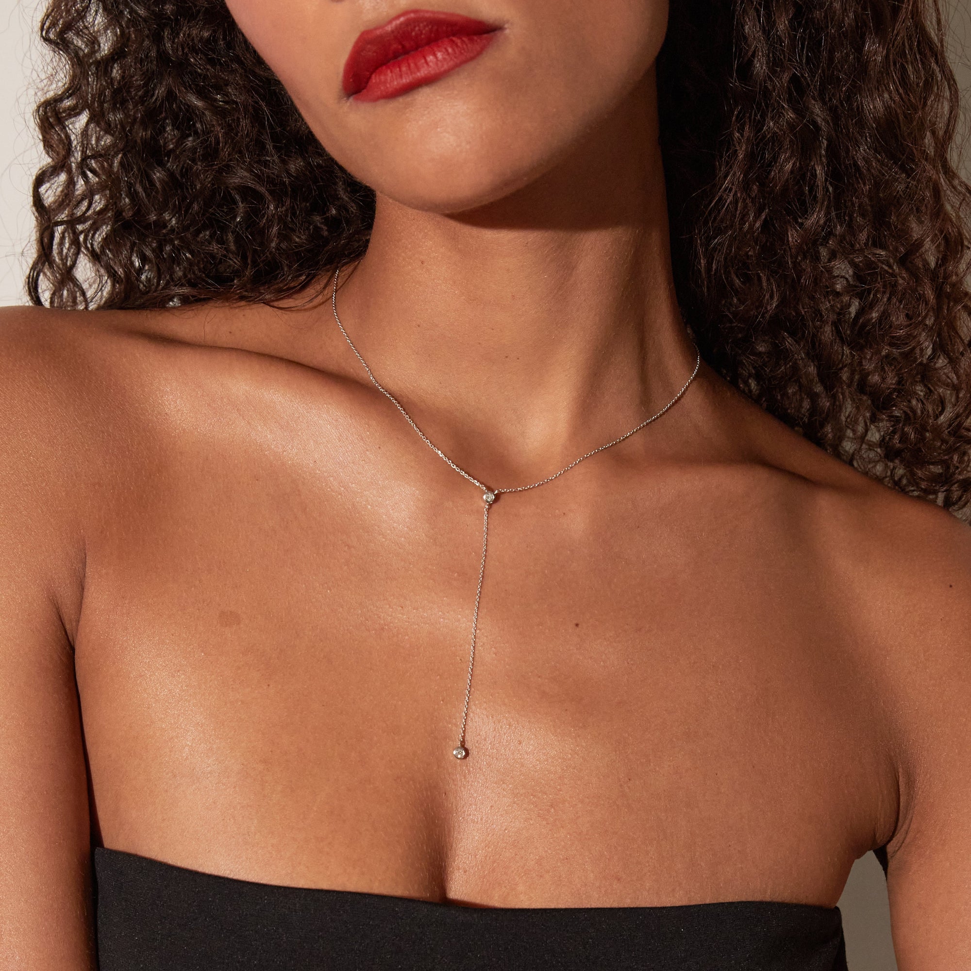 Woman wearing bolo necklace