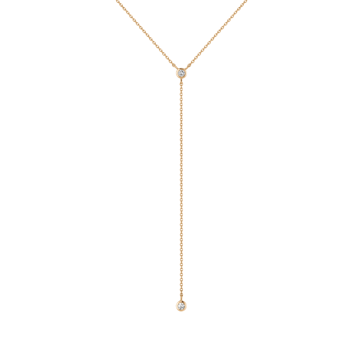Lab Grown Diamond Bezel Lariat 14k 18k Yellow Gold 18in First