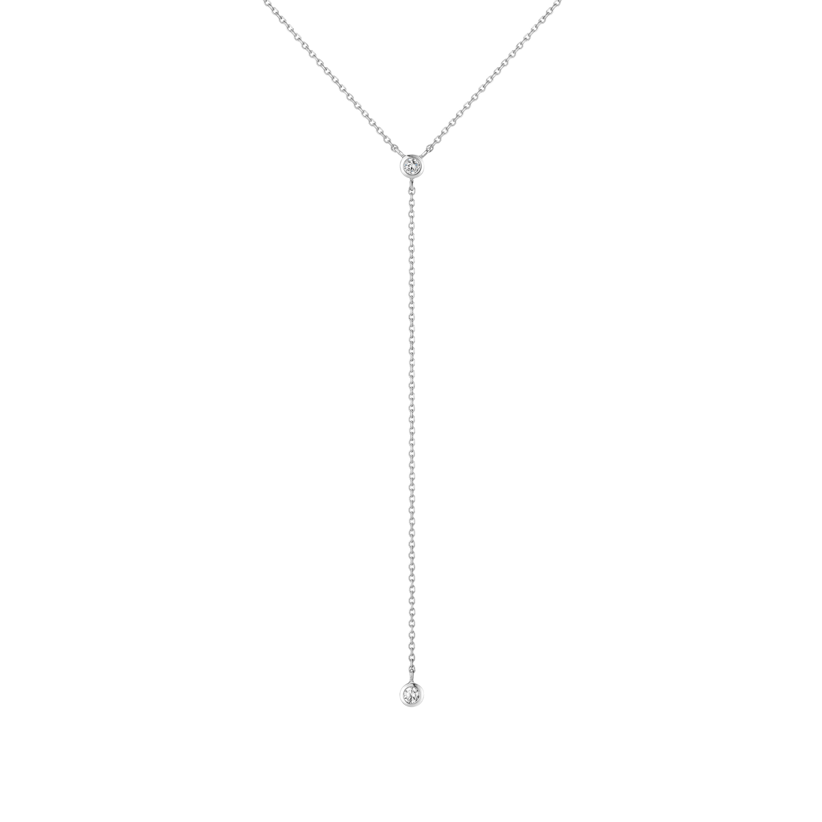 Lab Grown Diamond Bezel Lariat Silver 14k 18k White Gold 18in First