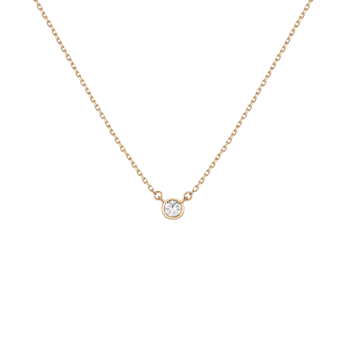 Medium Lab Grown Diamond Bezel Necklace 14k 18k Yellow Gold 18in First