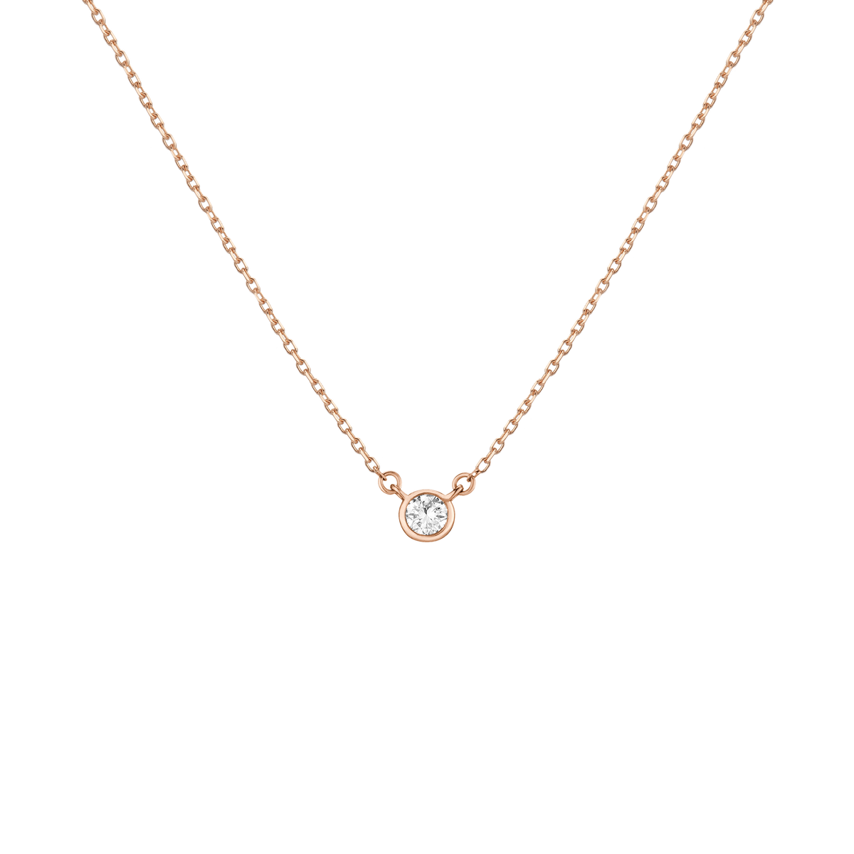 Medium Lab Grown Diamond Bezel Necklace 14k 18k Rose Gold 18in First