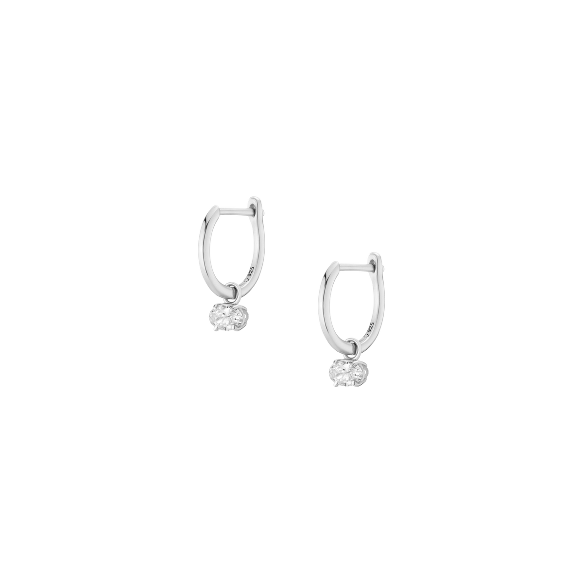 Aurate x Molly Dickson: Oval Lab Grown Diamond Huggie Earrings 14k White Gold 0.7ct