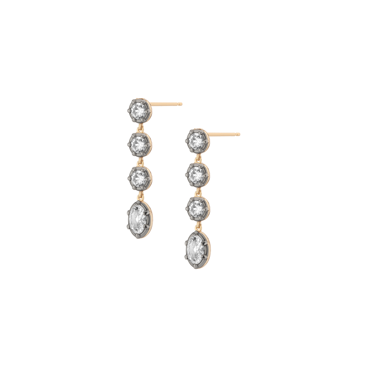 Aurate x Molly Dickson: Georgian Tennis Earrings Vermeil Black Rhodium Gold