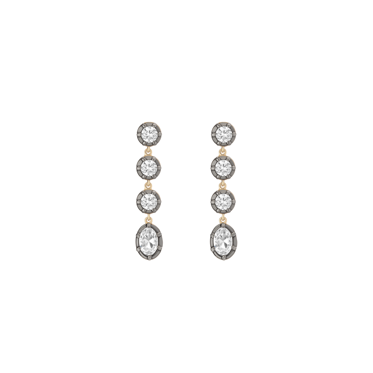 Aurate x Molly Dickson: Georgian Tennis Earrings Vermeil Black Rhodium Gold First