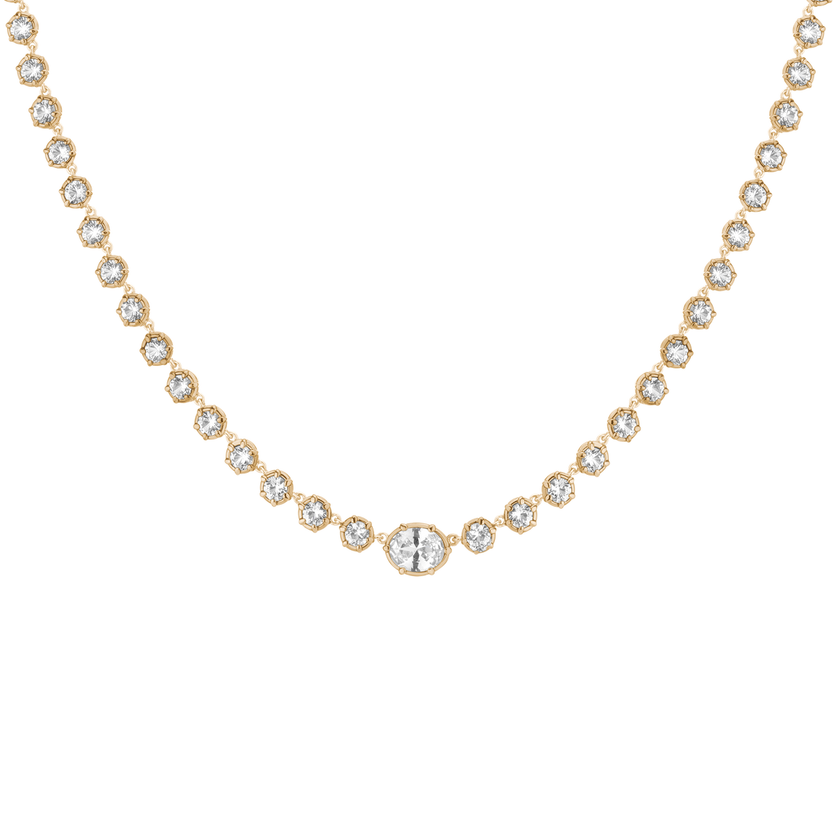 Aurate x Molly Dickson: Georgian Tennis Necklace Vermeil Yellow Gold 15in First