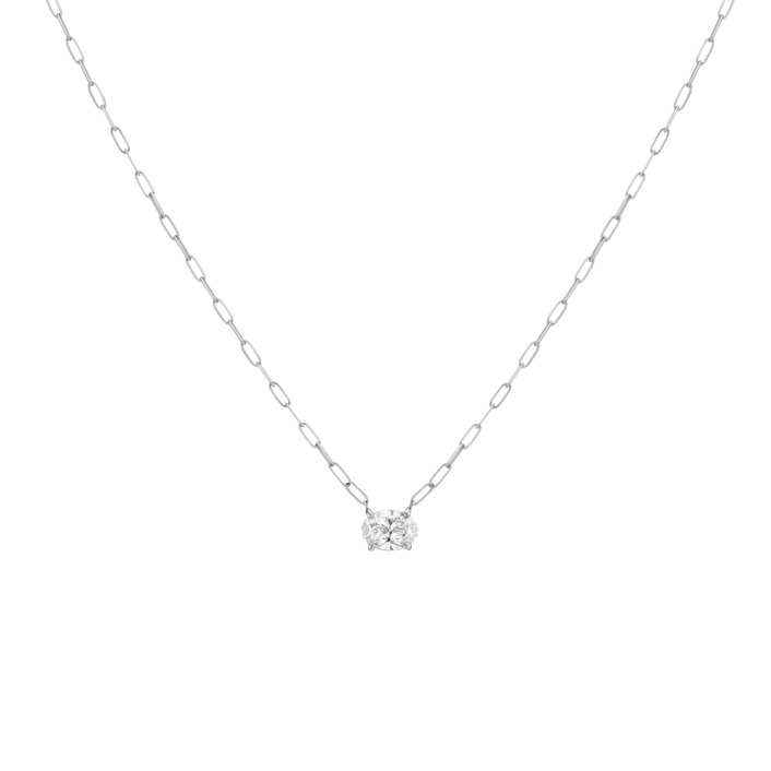 Aurate x Molly Dickson: 1ct Oval Lab Grown Diamond Solitaire Necklace 14k White Gold First