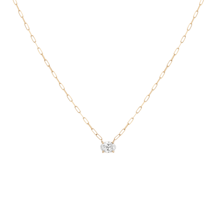 Aurate x Molly Dickson: 1ct Oval Lab Grown Diamond Solitaire Necklace 14k Yellow Gold First