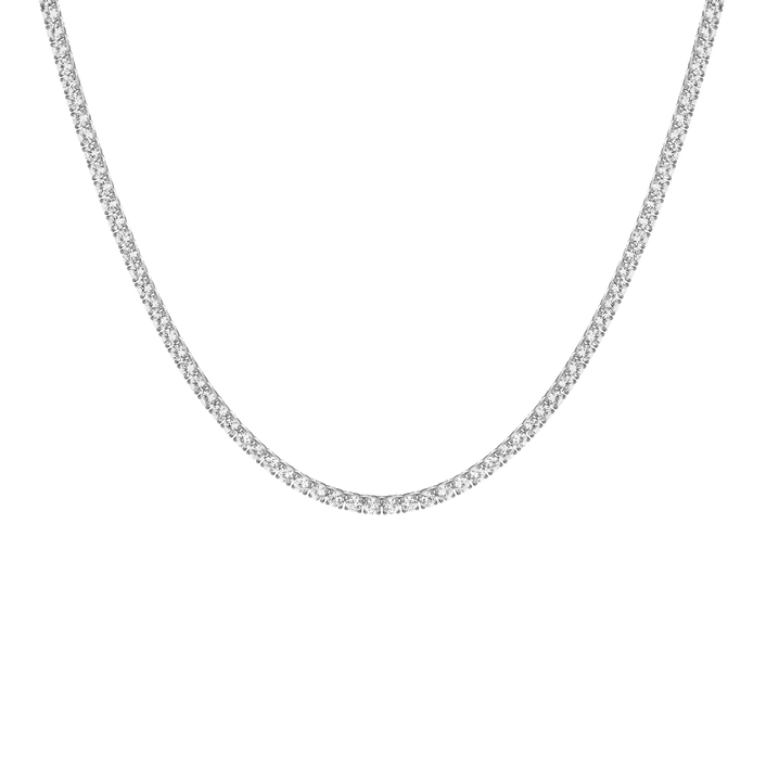 Unbreakable Lab Grown White Sapphire Tennis Necklace Stainless Steel White Gold 16in First