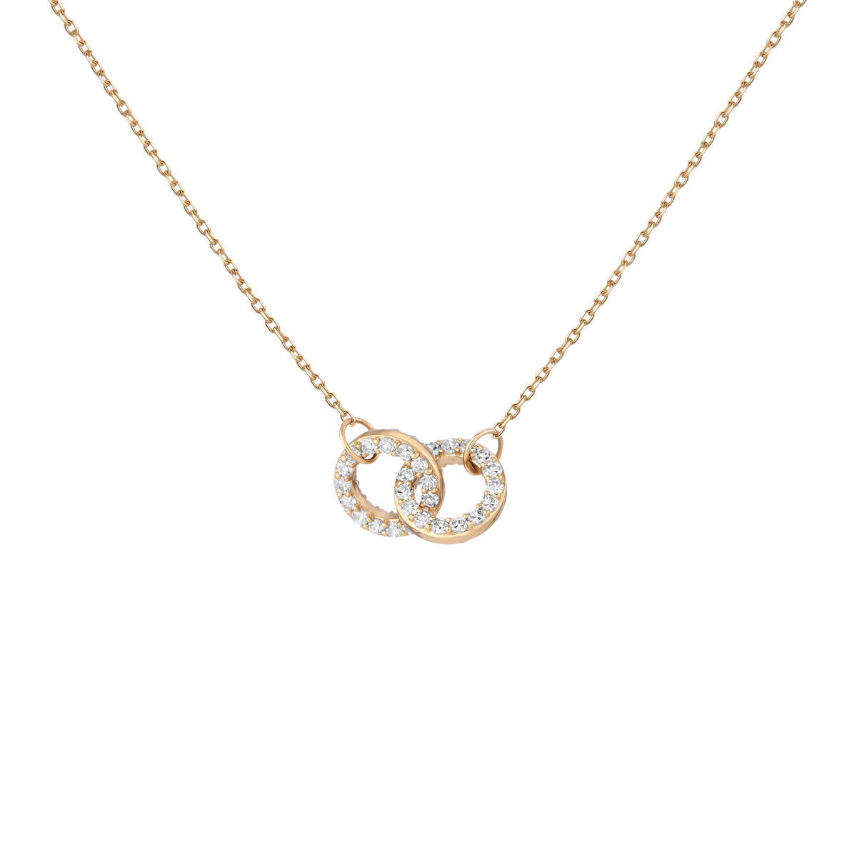 Double Lab Grown Diamond Connection Necklace 14k Yellow Gold First