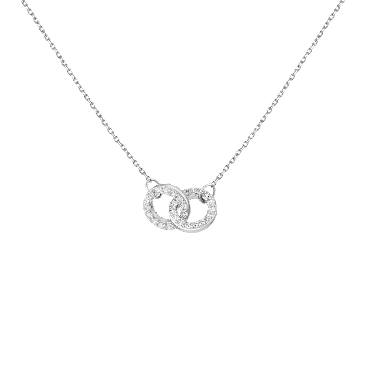 Double Lab Grown Diamond Connection Necklace 14k White Gold First