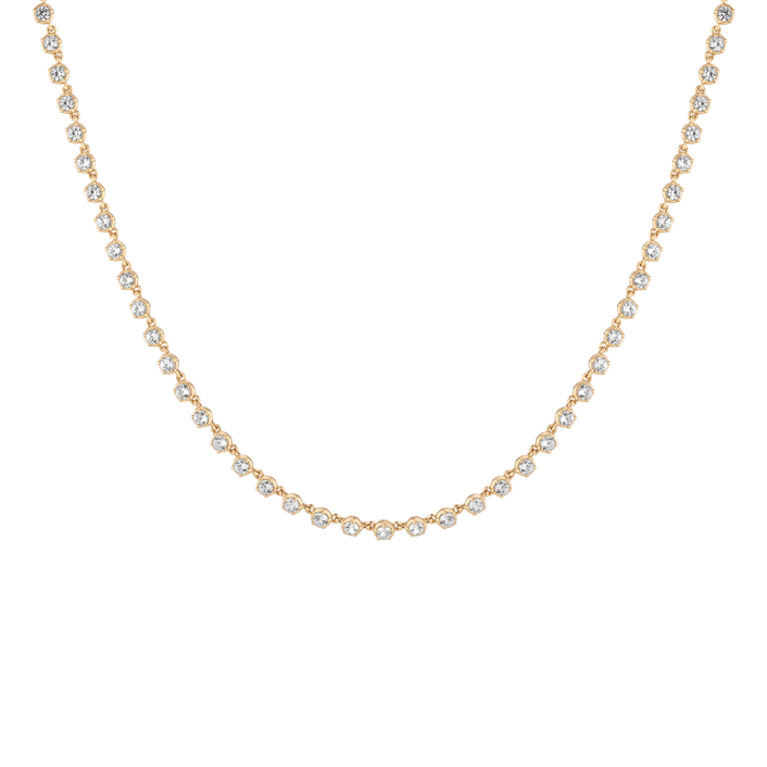Lab Grown Diamond Georgian Tennis Necklace 14k Yellow Gold 16in First