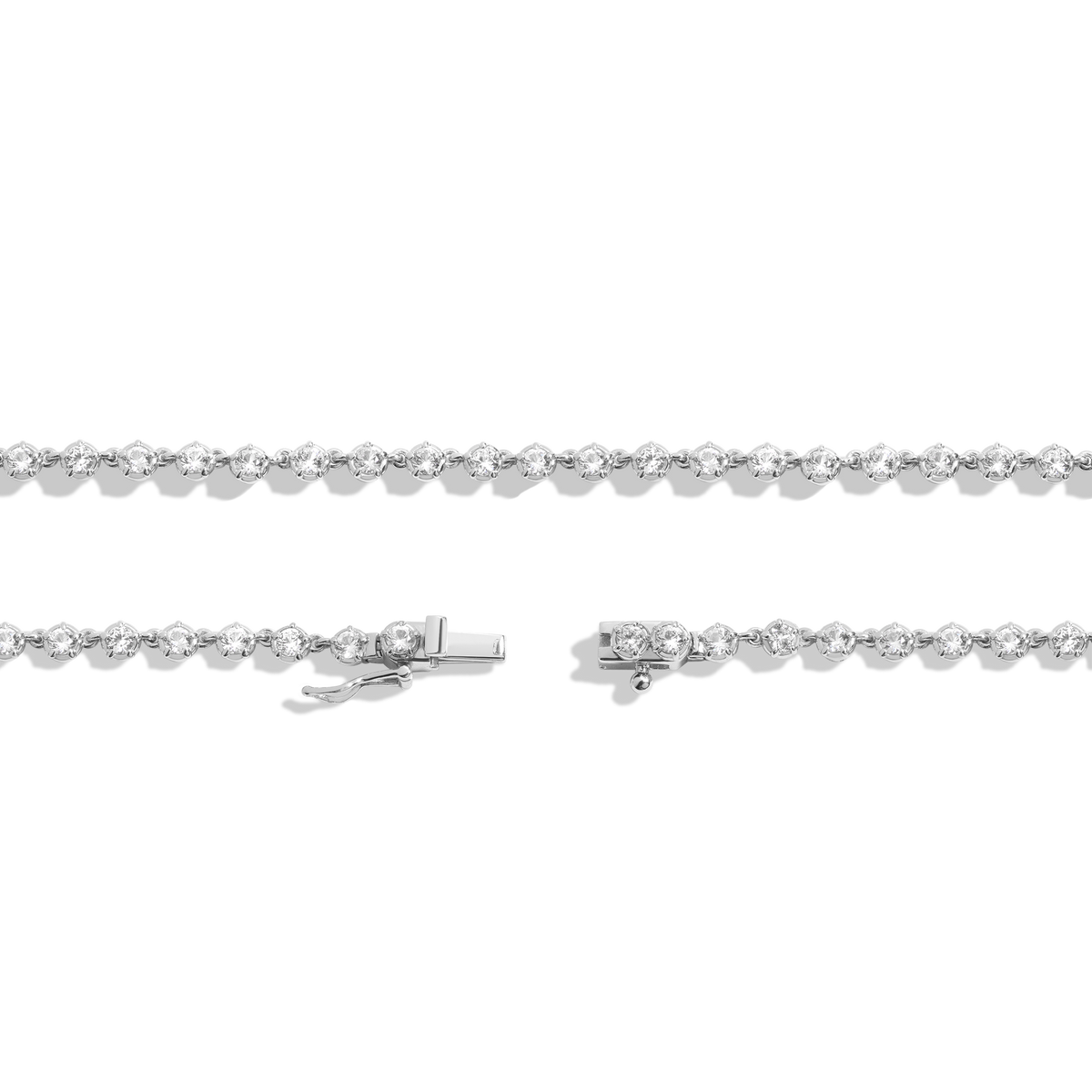 Lab Grown Diamond Georgian Tennis Necklace 14k White Gold 16in 