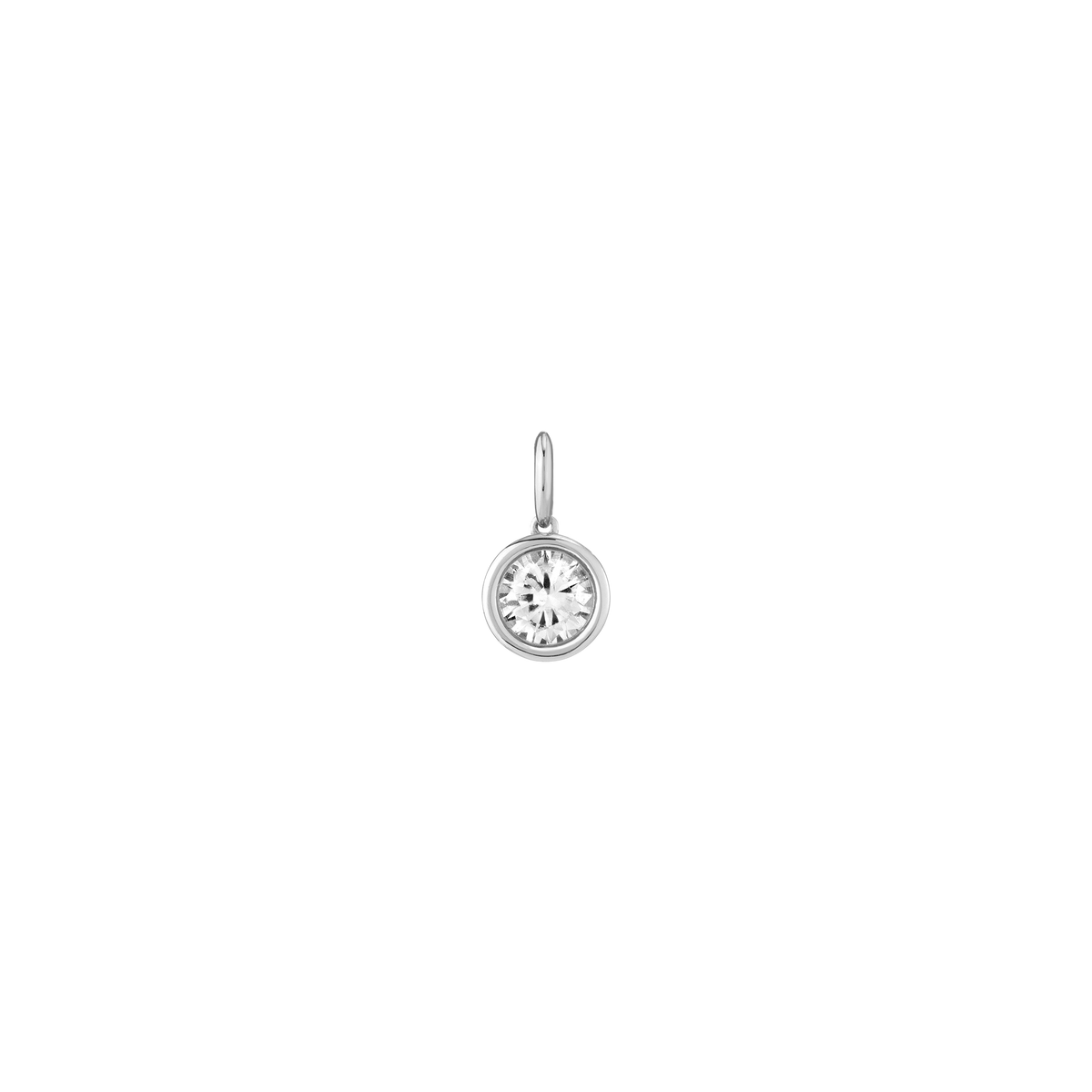 Round Lab Grown Diamond Bezel Pendant 14k White Gold First