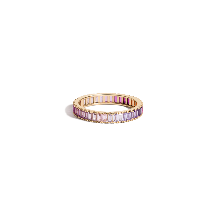 Pink Ombré Baguette Eternity Ring Vermeil Yellow Gold First