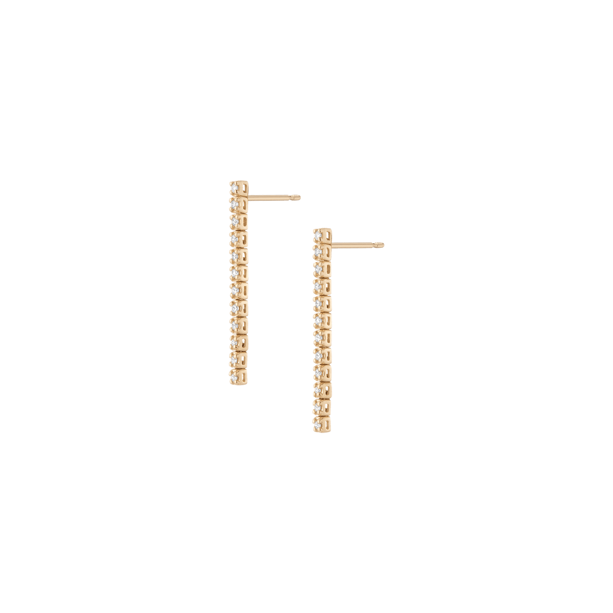 Petite Lab Grown Diamond Tennis Earrings 14k Yellow Gold 12 Diamonds Pair